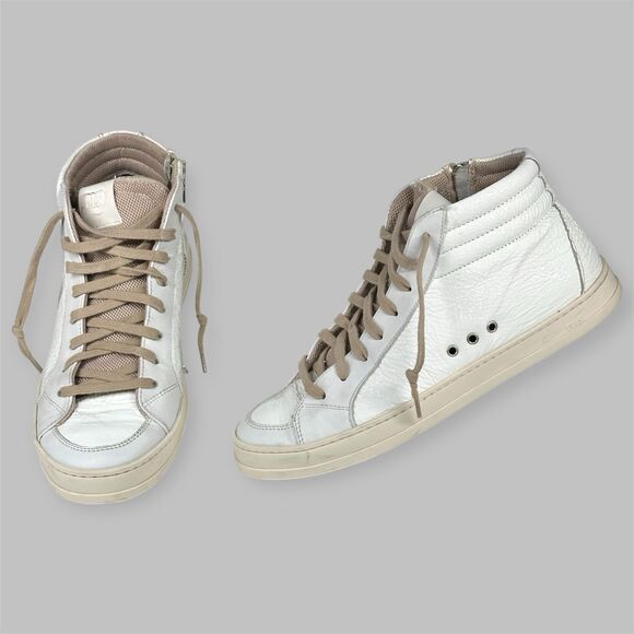 P448 Shoes - P448 High Top Sneakers Womens Size EU 40 / US 9-10 White Leather Patent Shoes